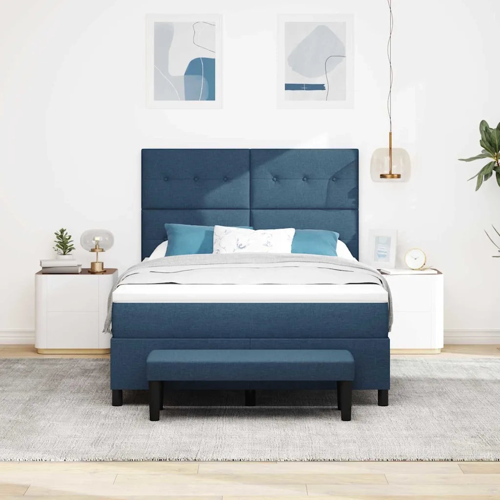 Letto a molle con testiera Blu 160 x 200 cm Tessuto 3344085