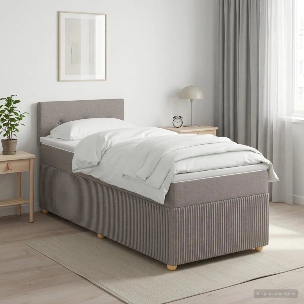 Letto box spring con materasso Tortora 90 x 190 cm Tessuto 3452824