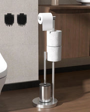 Supporto per Cartucce da Bagno in Posizione Verticale con Spazzola da Bagno - Supporto per Cartucce da Bagno in Posizione Verticale con Spazzola, Cartucciera da Bagno in Acciaio Inox, 1 Capocchia di Riserva, Dimensioni: 72 x 21 x 21 cm