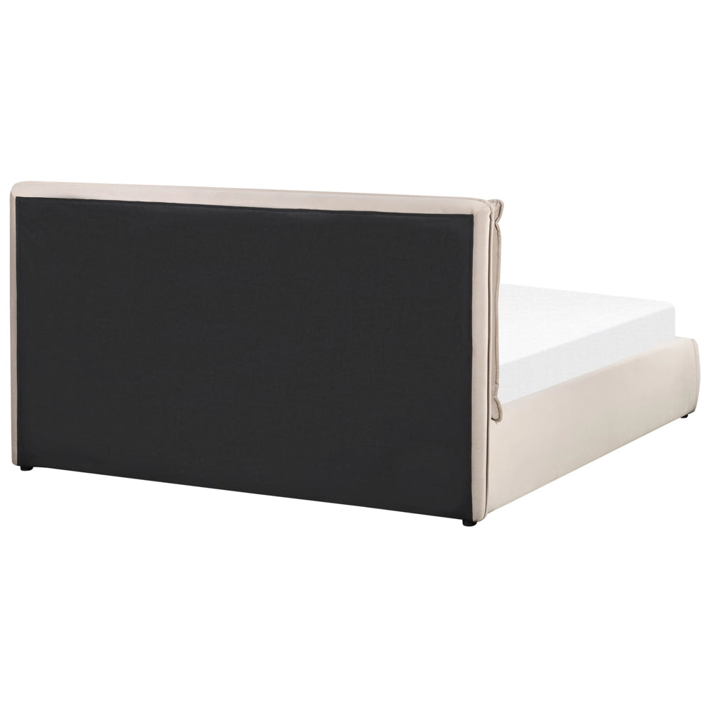 Letto matrimoniale colore beige con vano contenitore 160 x 200 cm camera da letto moderna
