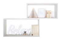 Set 2 Mensole Cubo da Parete Rettangolare in Fibra di Legno Bislungo Rovere Sbiancato