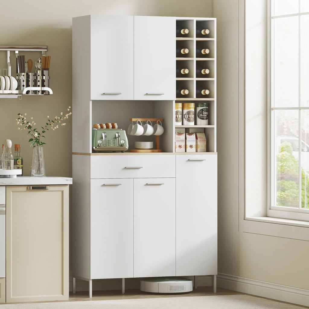 Mobile Cucina con Ripiani Aperti, Fagottiera, Porte ¨C zephmum ¨C Bianco, MDF