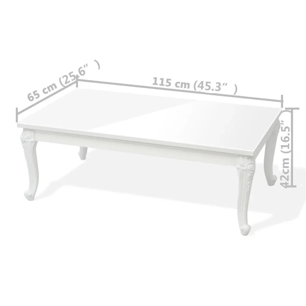 Tavolino da Salotto-Tavolino da soggiorno-Tavolo 115x65x42 cm Bianco Lucido