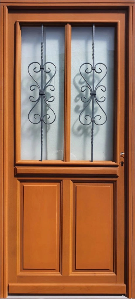 Porta d'ingresso in legno Exo modello 'Syrah' 215X90 Tavola laterale sinistra a spinta senza maniglia