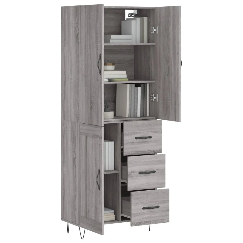 Credenza Grigio Sonoma 69,5x34x180 cm in Legno Multistrato 3198111