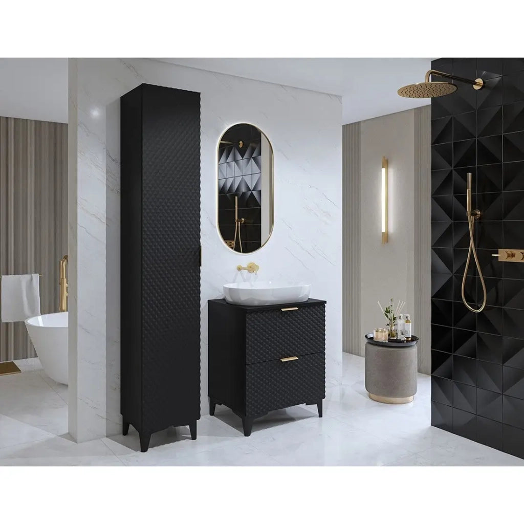 Set di 2 mobili da bagno collezione CHIC colori nero e dorato. Mobile sotto lavabo