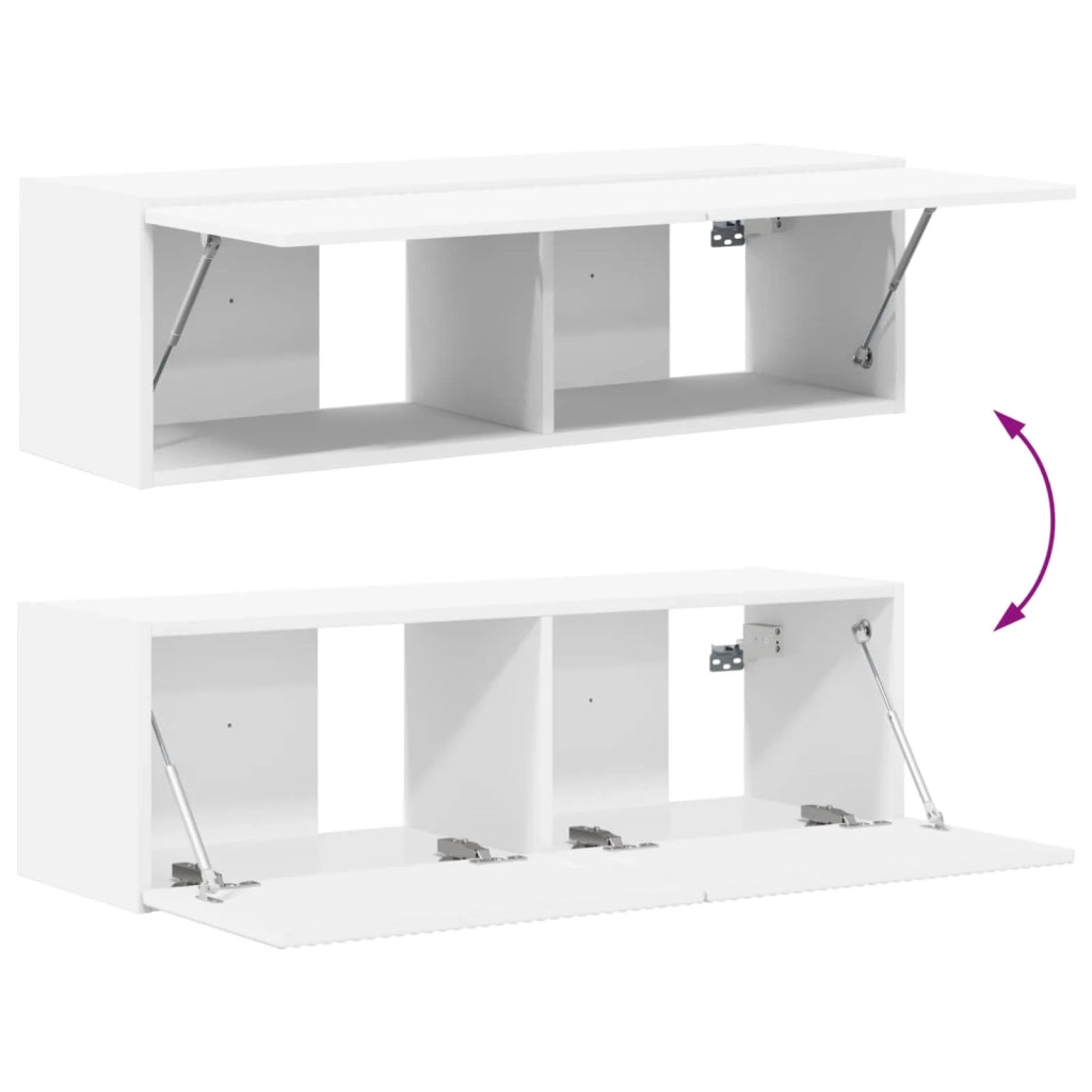 Set di Mobiletto da TV a Parete 4 pcs Bianco Legno multistrato 3408925
