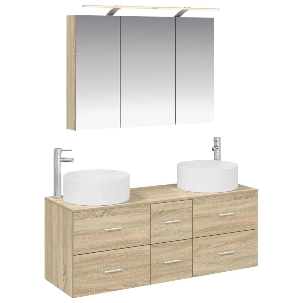 Set di mobili per il bagno 4 pcs Rovere Sonoma 3407097