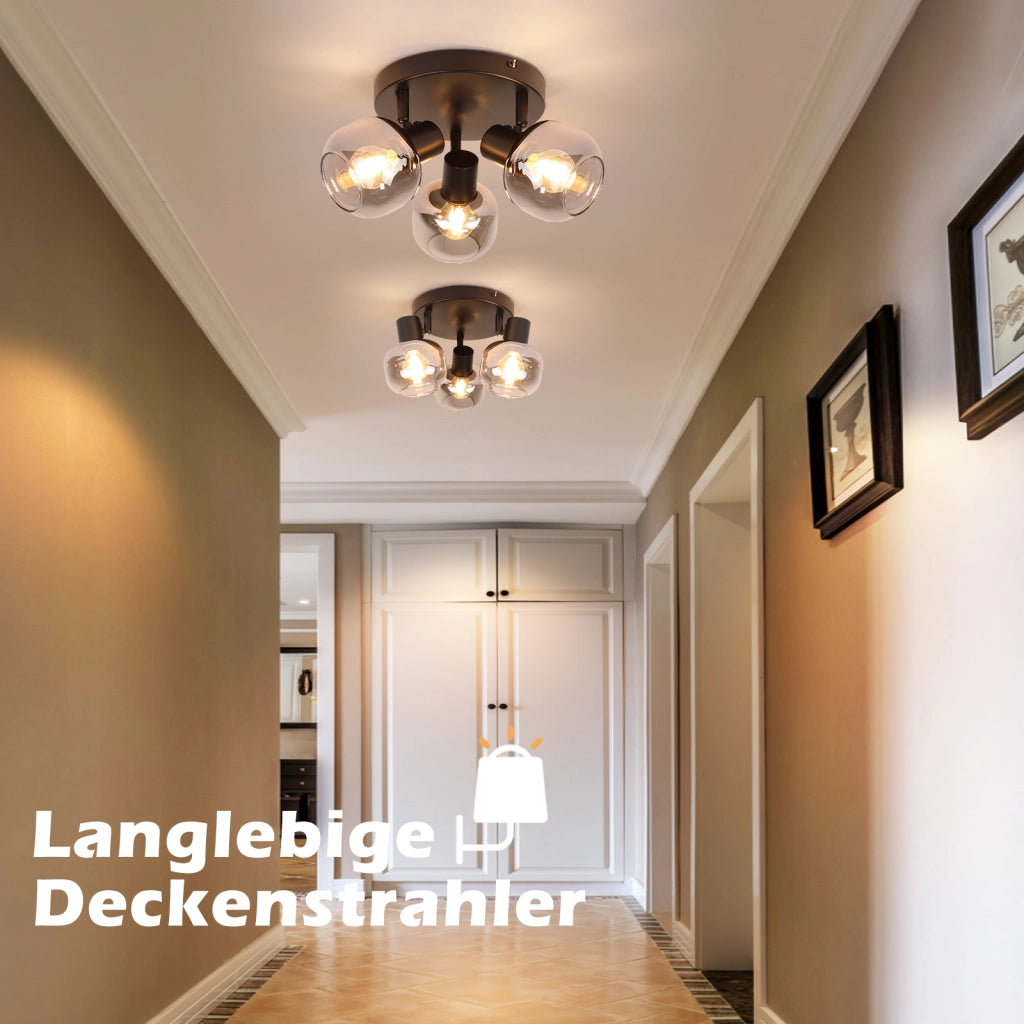 ZMH Faretto da soffitto neri 1 lampada E14 vetro fumé orientabili