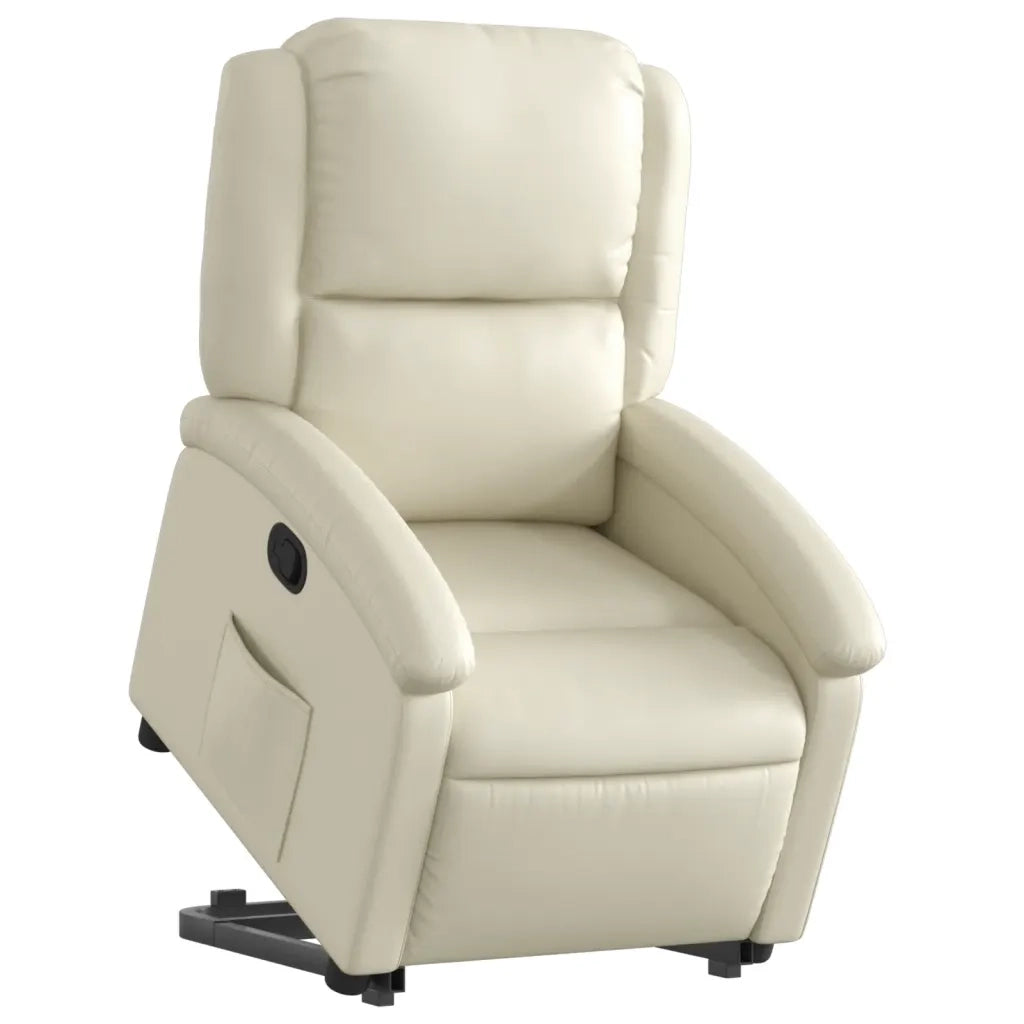Poltrona Alzapersona Reclinabile Crema in Similpelle