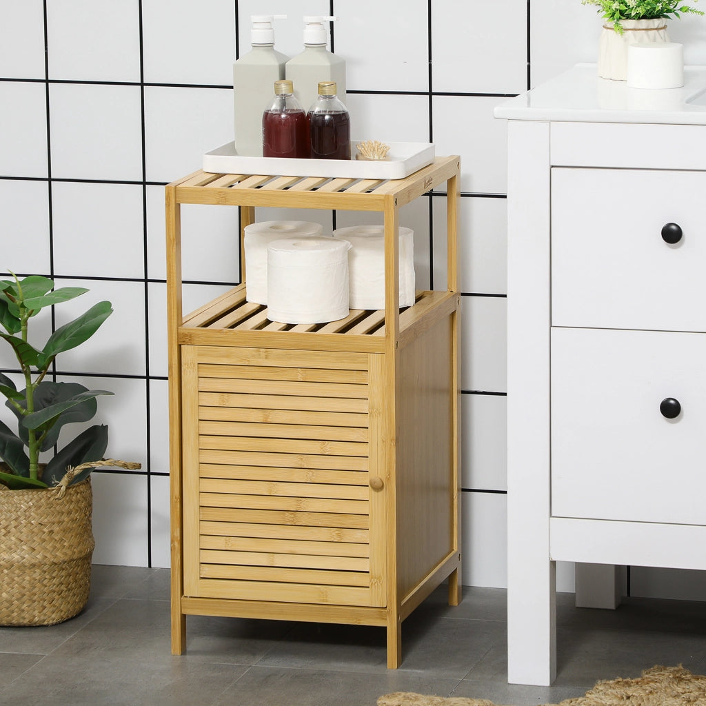 Mobile da bagno in bamb¨´ con ante e ripiani ¨C zephmum ¨C 33x36,5x67 cm naturale