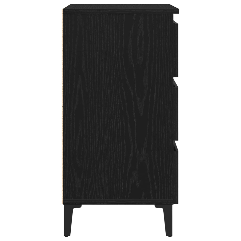 Comodino  con Gamba in Metallo Nero Rovere 40x35x69 cm
