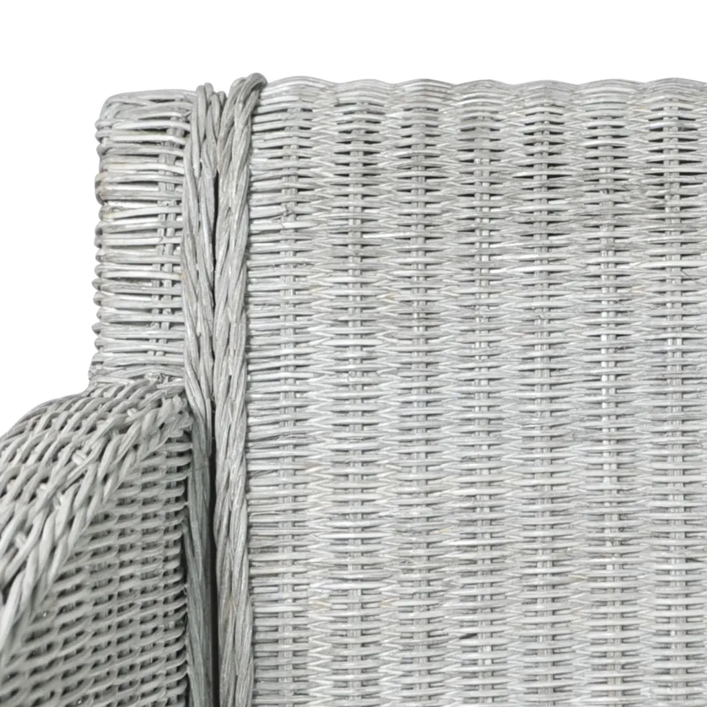 Sedia da Pranzo con Cuscino Grigio in Rattan Naturale cod mxl 25610