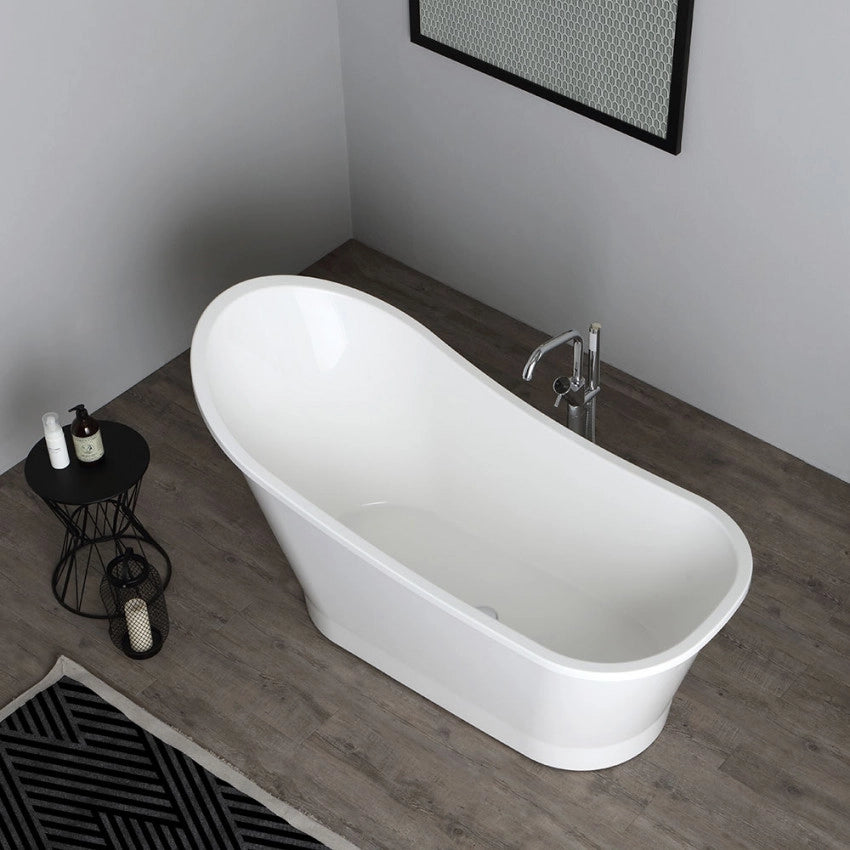 Vasca da bagno moderna freestandig in marmo resina ovale bianca 159cm Badok Almarie