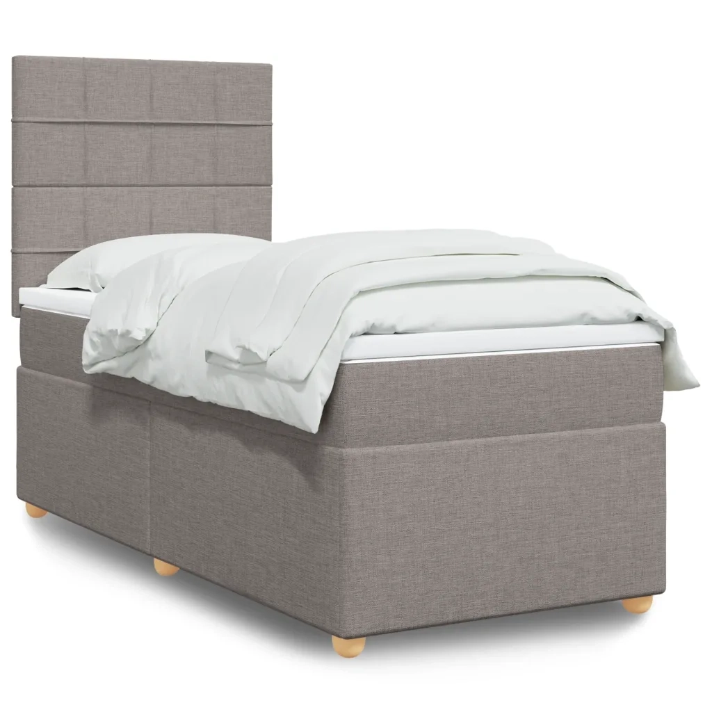 vidaXL Giroletto a Molle con Materasso Tortora 100x200 cm in Tessuto