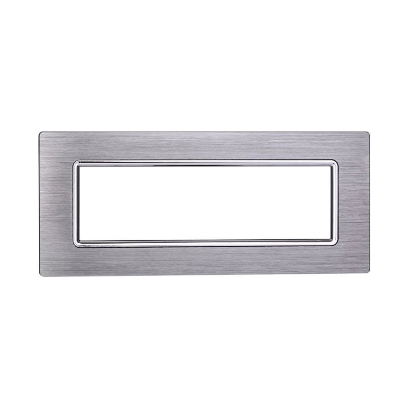 Placca In Alluminio Serie Space 7P Colore Silver Lucido Compatibile Con Bticino Living Light