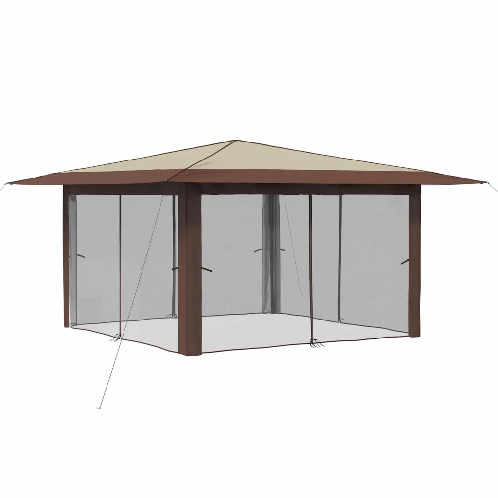 Gazebo con 4 Pareti Laterali 4 x 4 m Crema e Marrone 42036820