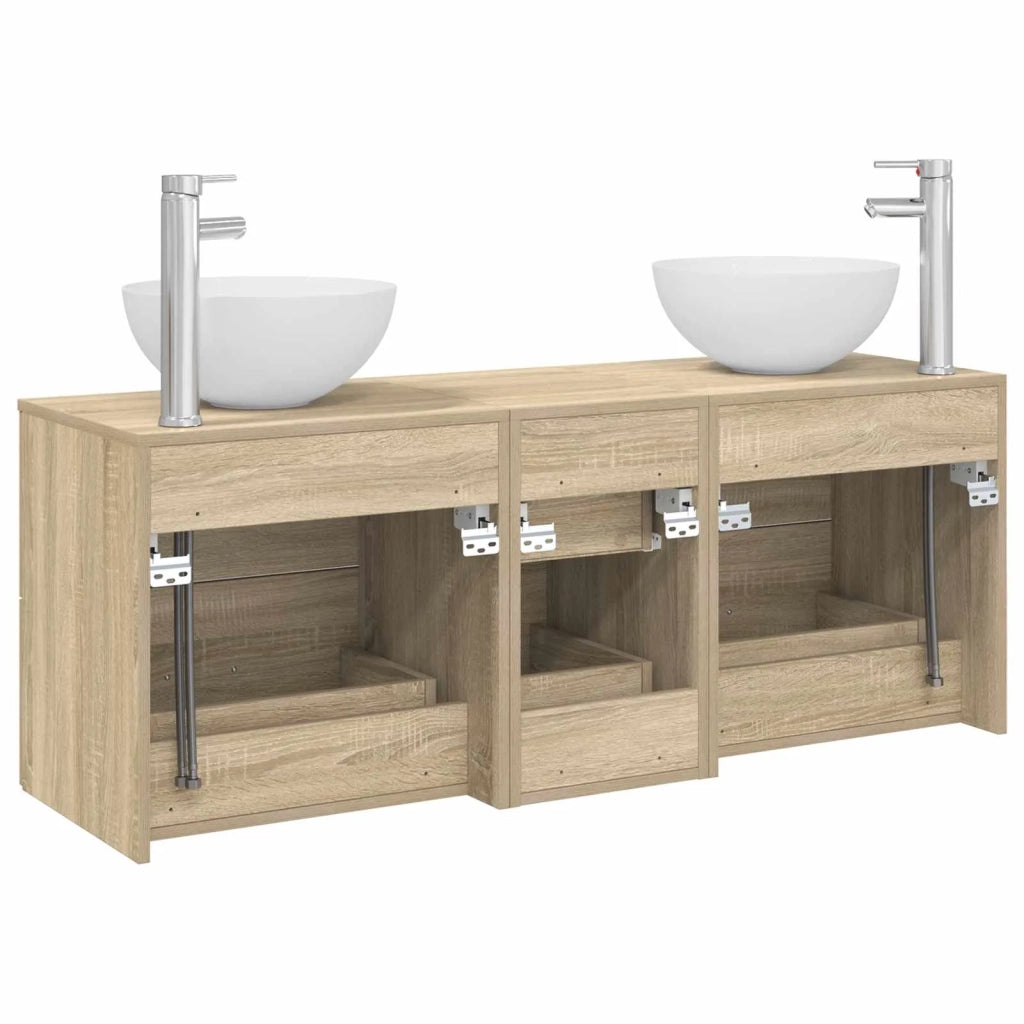 Set di Armadi da Bagno 3 pz Rovere Sonoma 49,5 x 41 x 64,5 cm 3405813