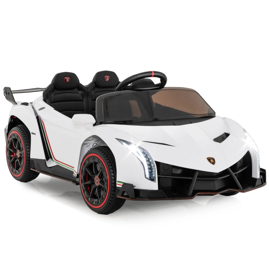 Auto sportiva elettrica per bambini con licenza lamborghini 4WD telecomando 2,4g luci LED, Giocattolo elettrico Bianco-Macchinine giocattoli