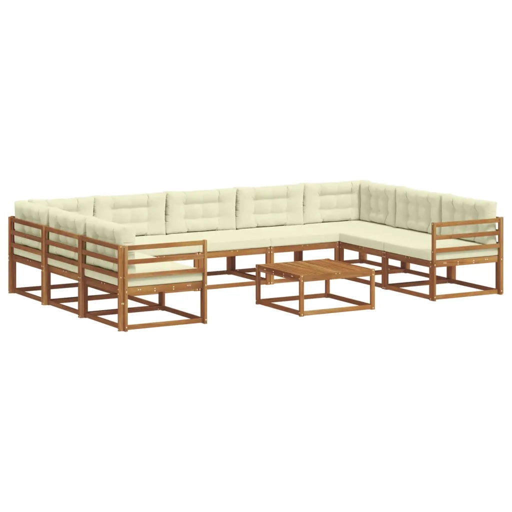 Set di divani da esterno con cuscino 10 pcs Naturale e Crema 3368188