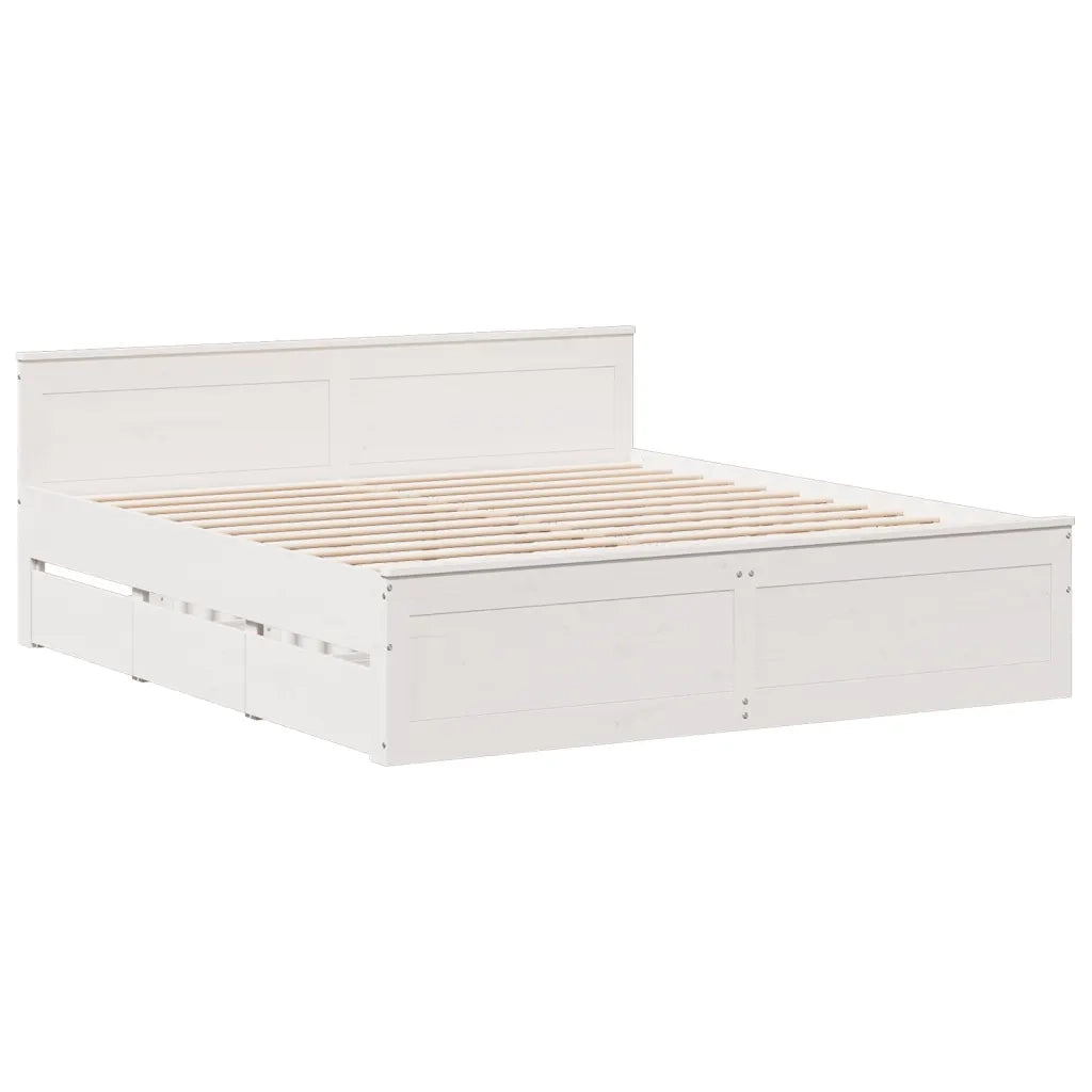 vidaXL Giroletto senza Materasso con Testiera Bianco 200x200 cm Pino
