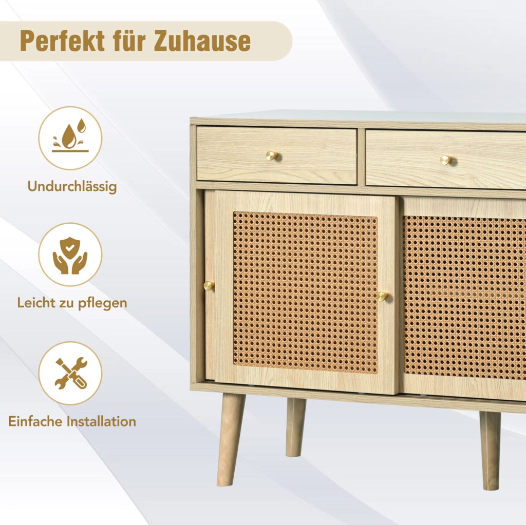 Credenza in MDF rovere con 3 cassetti e 3 ante