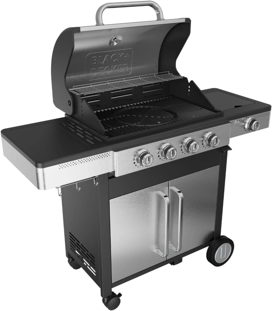 Black + decker bxog16550e barbecue inox a gas gpl con 4 bruciatori + 1 fornello laterale