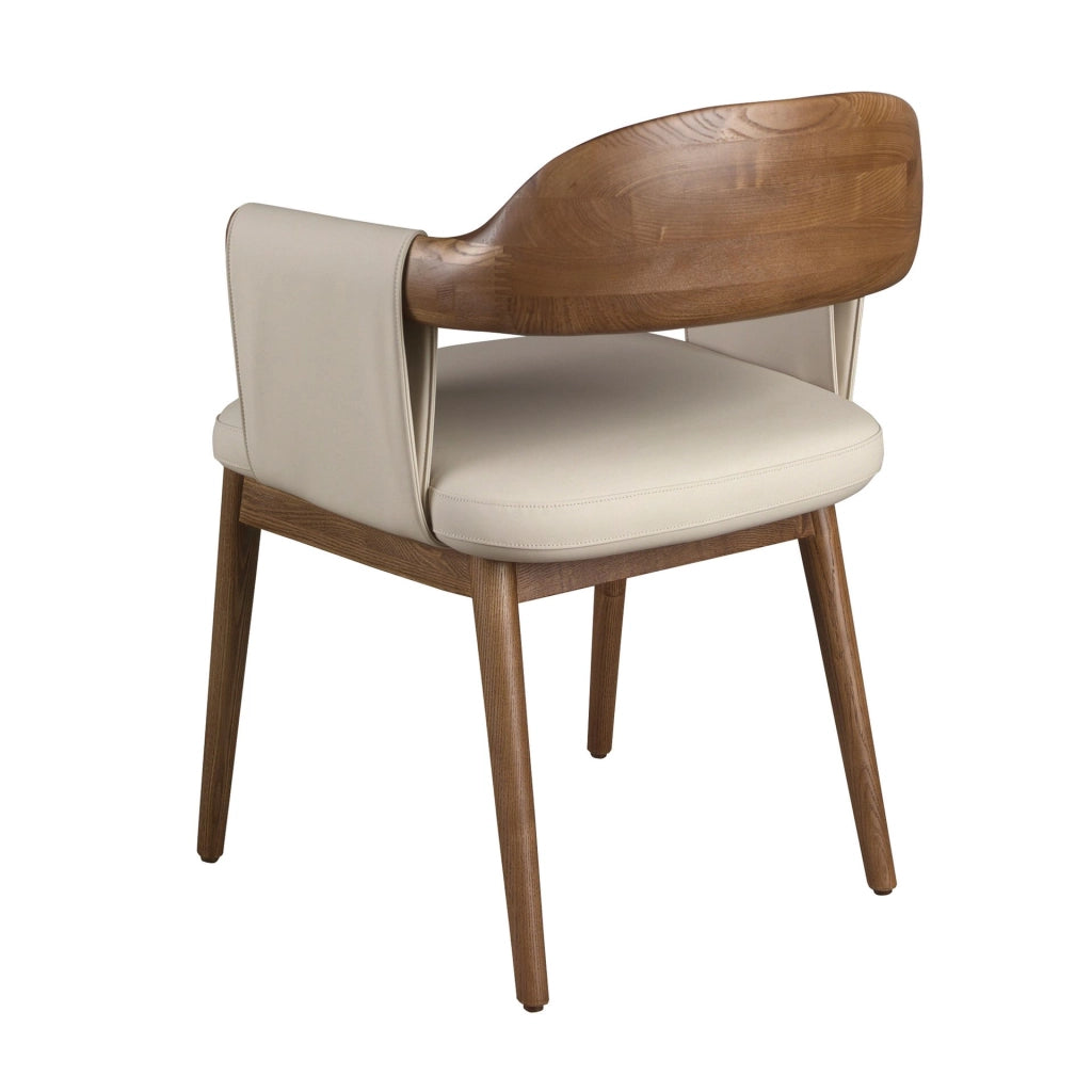 Sedia in noce e similpelle crema