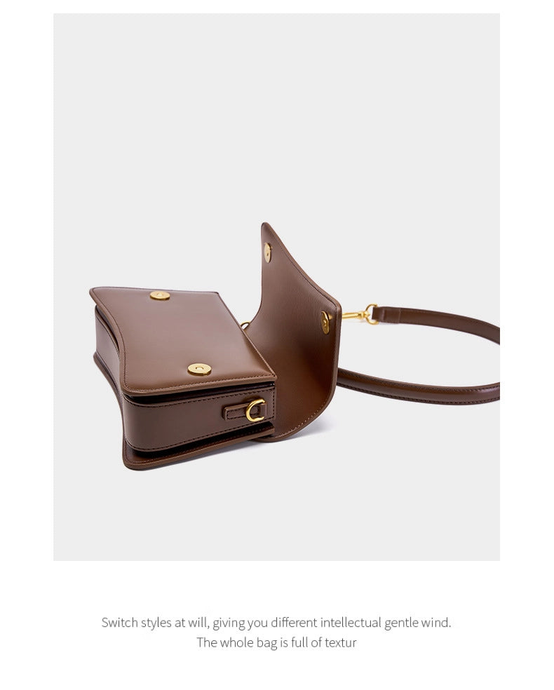 Borsa a tracolla Stachel da donna in vera pelle marrone