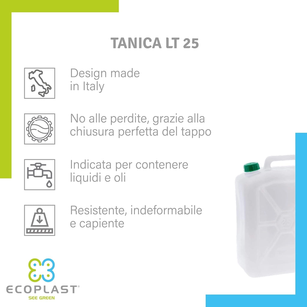 TANICA PER ALIMENTI Lt. 25- 4 pezzi  - ECOPLAST