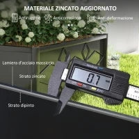 Letto per Orto Rialzato con Traliccio per Piante Rampicanti in Acciaio Zincato, 90x40x120 cm, Nero