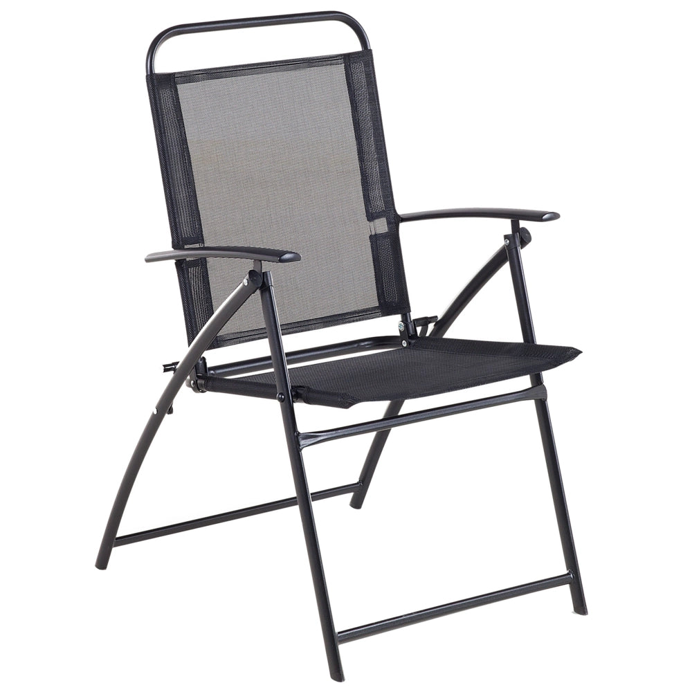 Set di 4 sedie da giardino con struttura in acciaio Nero pieghevole resistente agli agenti atmosferici
