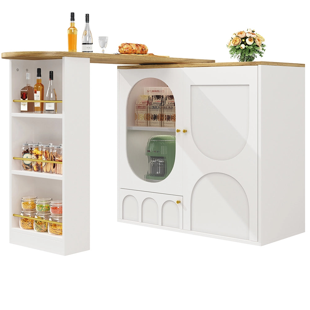 Tavolo Bar Girevole - Xylo - 138??39??102 cm - 3 Porte con Ripiani Bianco/Nero
