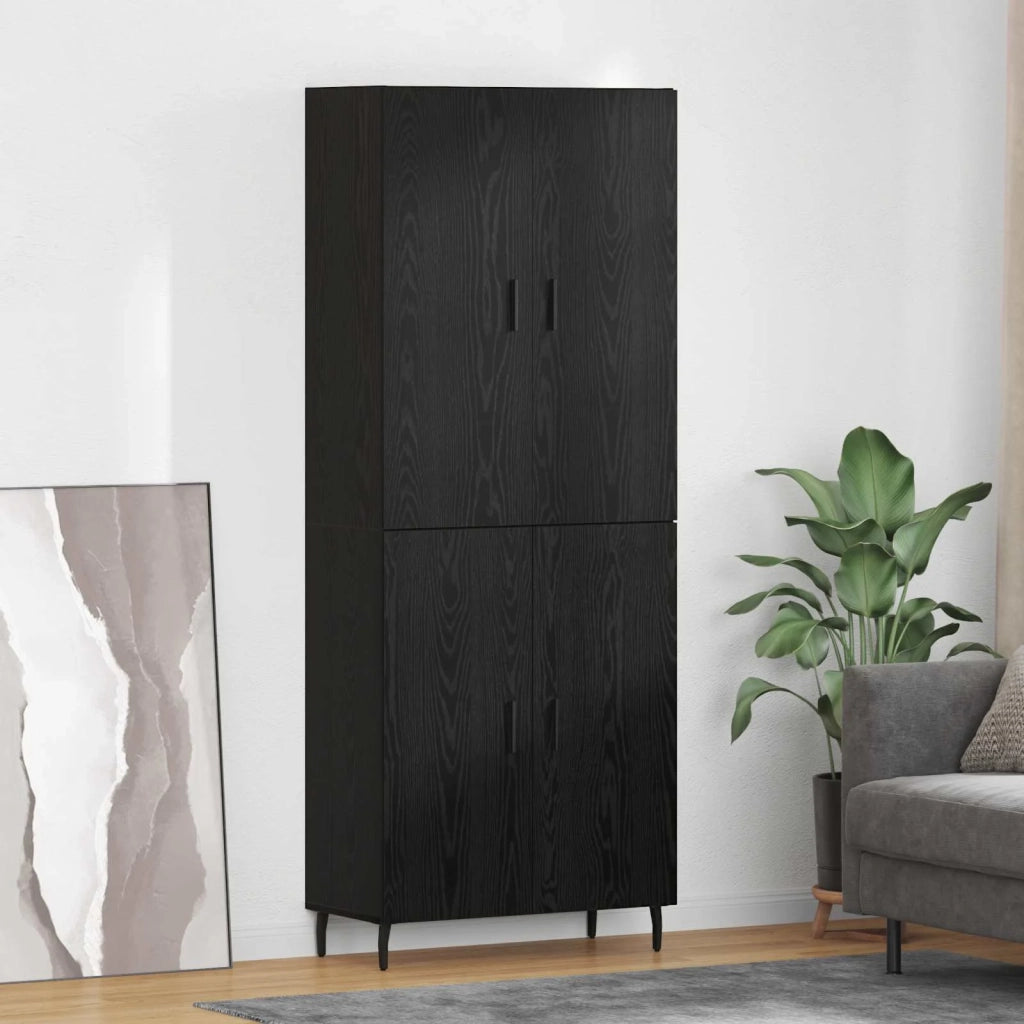 Credenza 2 pz | Madia | Buffet da pranzo | Armadio da pranzo Rovere nero Legno Stratificato e Vetro