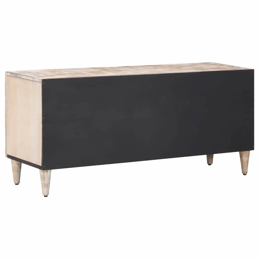 Mobile TV Bianco 105 x 33,5 x 46 cm Legno di mango massello