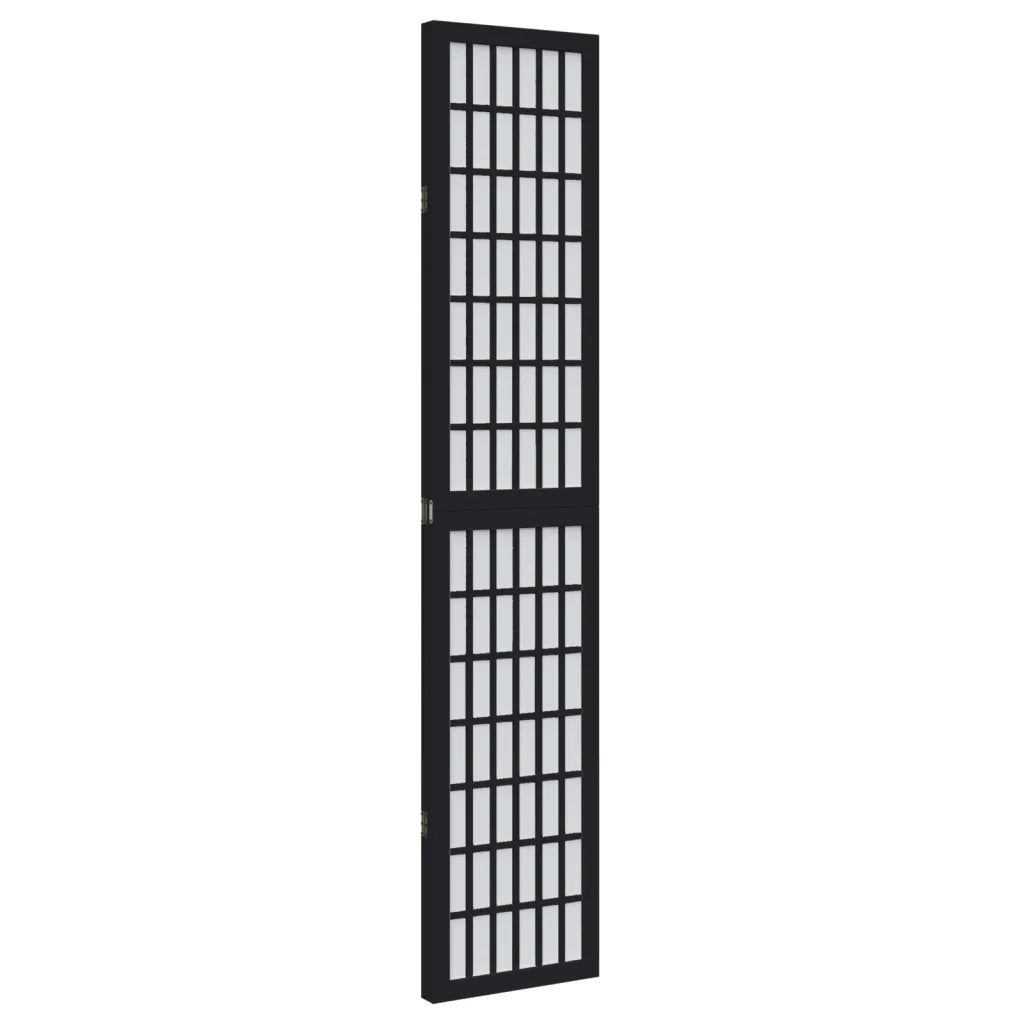 vidaXL Divisorio Ambienti 3 Pannelli Nero Legno Massello di Paulownia