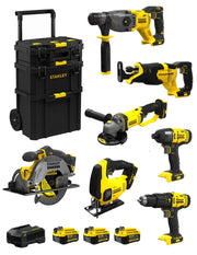 STANLEY FatMax Kit SVK703 (SFMCH900 + SFMCG400 + SFMCD711 + SFMCF800 + SFMCS500 + SFMCS600 + SFMCS300 + 3 x 4,0 Ah + Caddy 3en1)