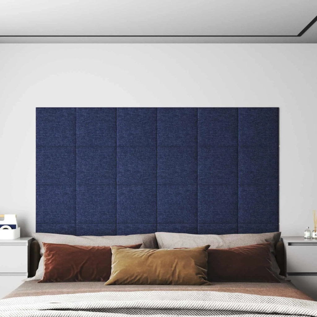 Testiera | Testata da Parete 12 pcs Blu 30 x 30 cm Tessuto