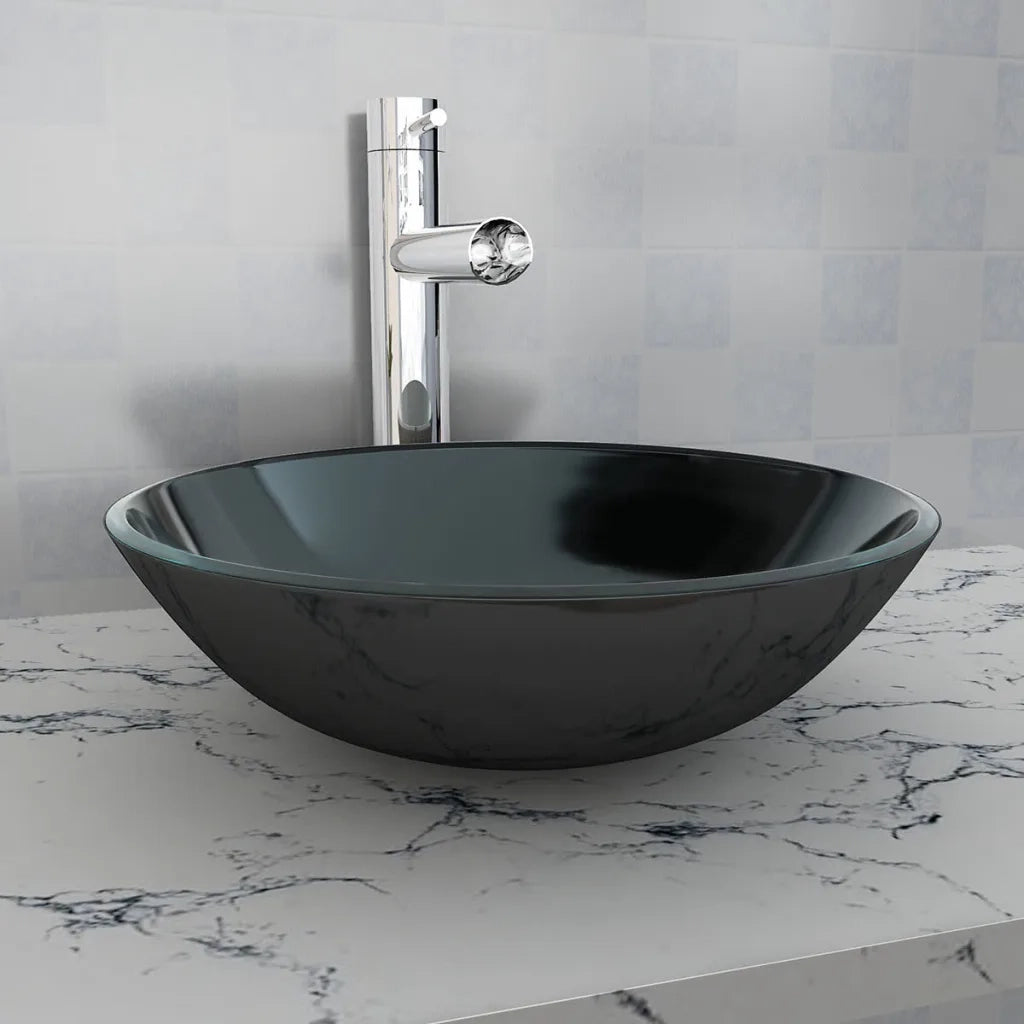 Lavandino in Vetro Temperato 42 cm Nero CFW2334822