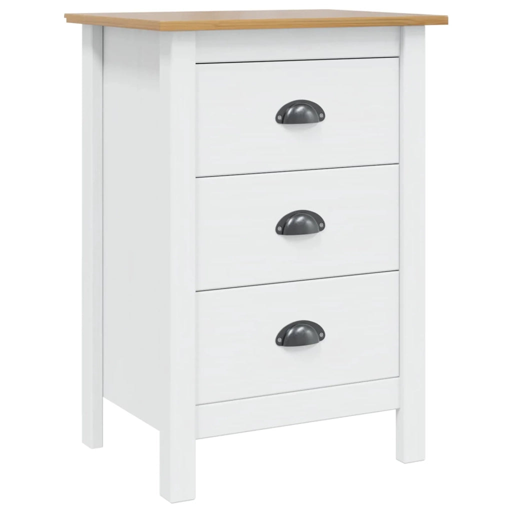 Armadio da Notte HILL Bianco e marrone miele 46 x 35 x 65 cm