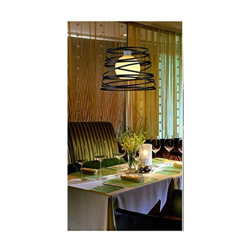 Trade Shop - Lampadario A Sospensione Moderno Con Paralume Metallo Vortice Traforato Nero A08 -