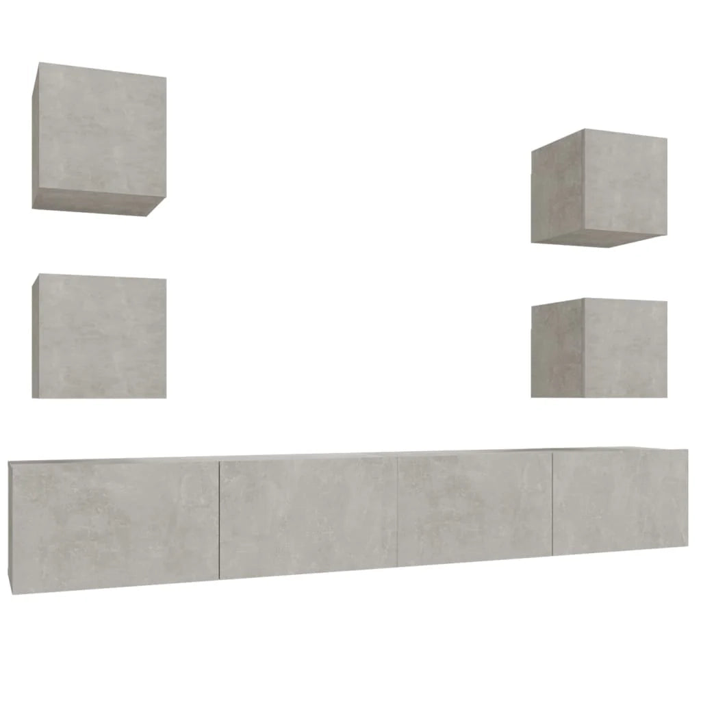 Set di mobili da 6 pezzi tra cui armadio credenza mobile TV televisore per soggiorno camera da letto salotto legno ingegnerizzato grigio 02_0025028