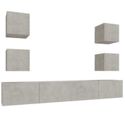 Set di mobili da 6 pezzi tra cui armadio credenza mobile TV televisore per soggiorno camera da letto salotto legno ingegnerizzato grigio 02_0025028