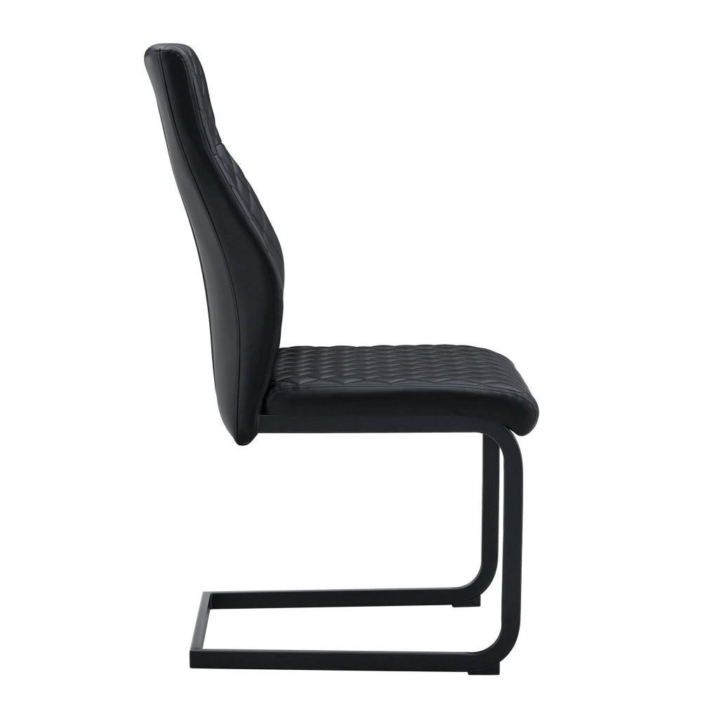 Set di 2 sedie da pranzo con schienale alto 100 cm; in PU nero e metallo nero