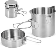 Pentola da Campeggio Ripiegabile in Acciaio Inox - Pentola da Cottura Leggera con Coperchio per Attività All'Aperto