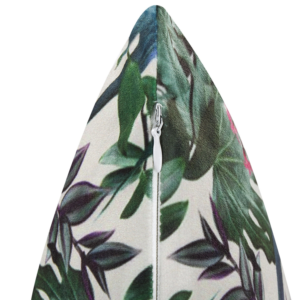 Set di 2 cuscini in velluto verde crema 45 x 45 cm motivo foglie stile boho soggiorno camera da letto