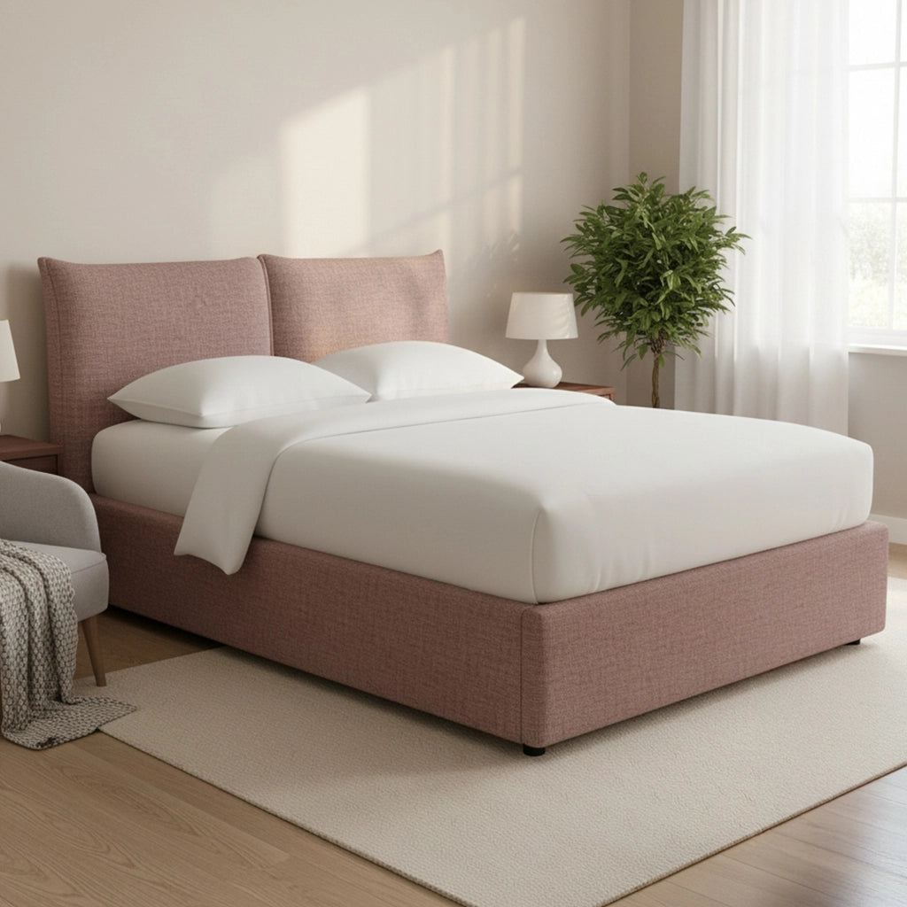 Uckfield, Letto Matrimoniale Sfoderabile Made in Italy, Rosa Antico