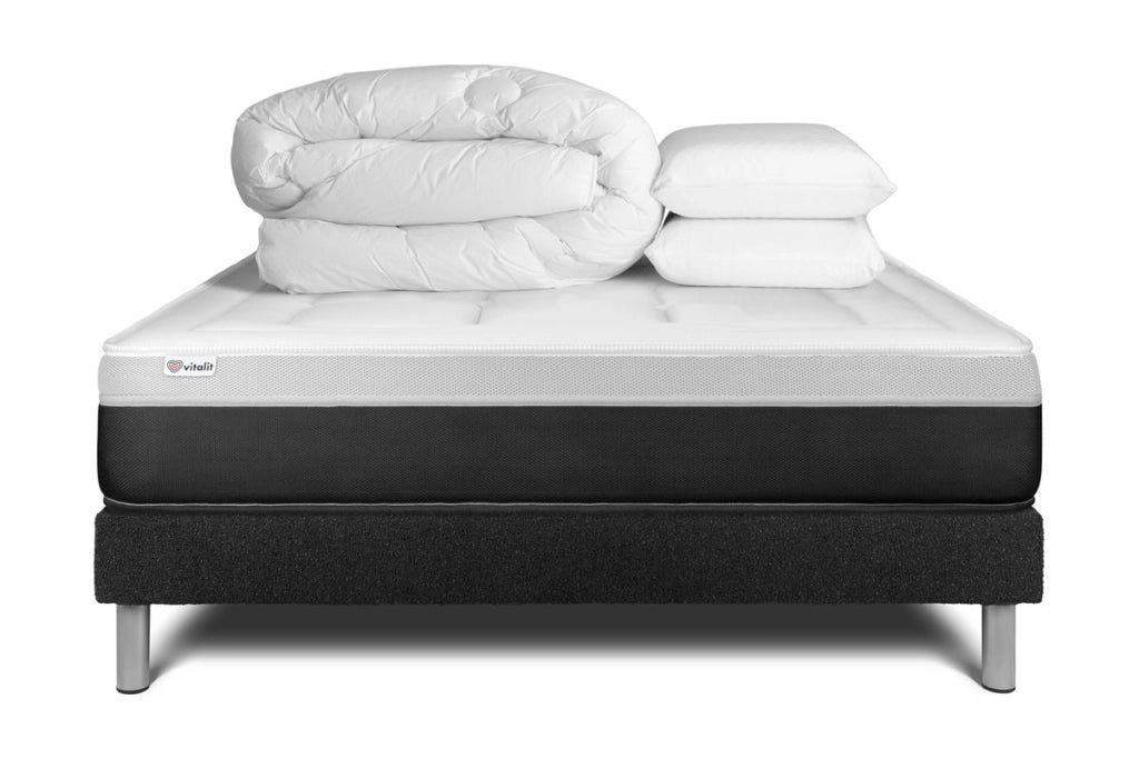 Pacchetto letto completo - Materasso 180x200cm + Box spring con doghe (kit) + 2 cuscini + piumone - Vital Form
