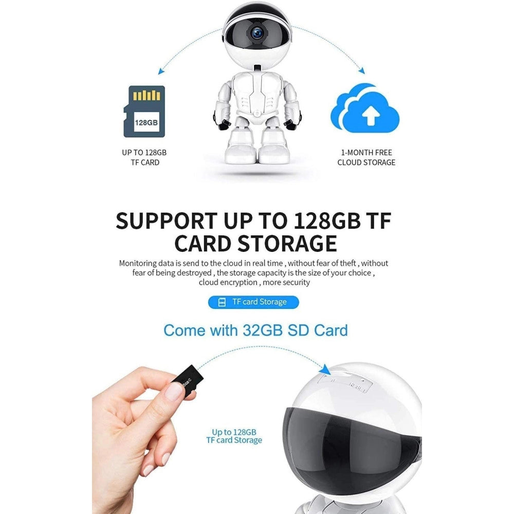 Trade Shop - Telecamera Ip Sorveglianza Robot Q-s39 5.0 Mp Robot Smart Camera 1080p Sicurezza -