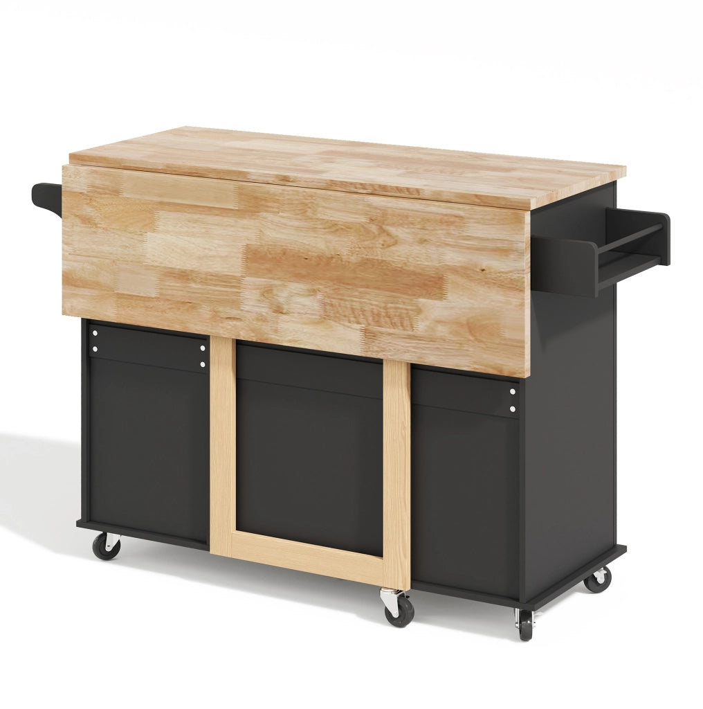 Carrello cucina mobile con piano apribile 137x43(76) cm in MDF nero